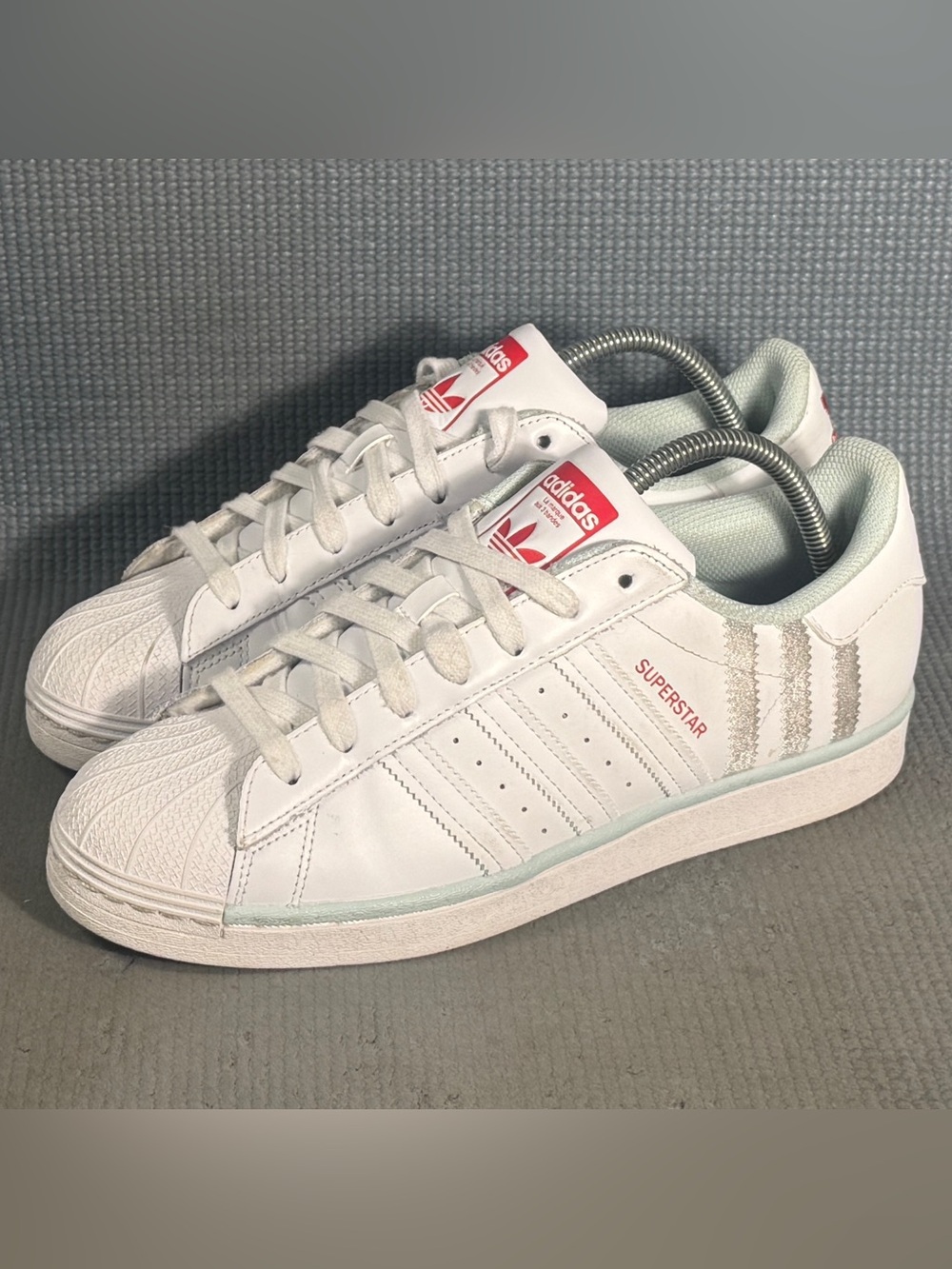 Adidas Superstar Stripe Life White Red Hardshell Shoes Men’s Size 8.5